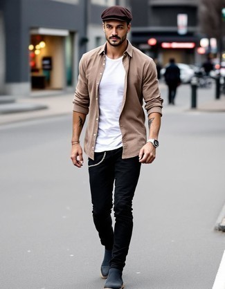 С чем носить табачную кепку мужчине