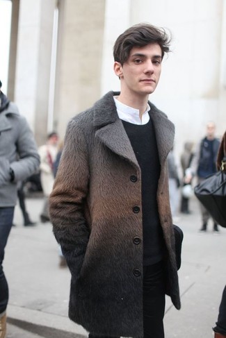 С чем носить табачную шубу мужчине
