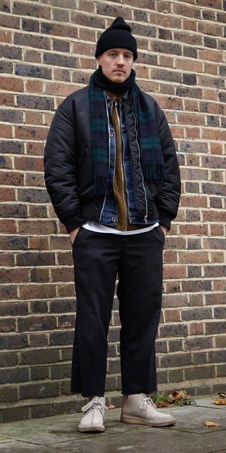 С чем носить табачную куртку харрингтон