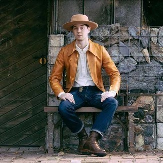 С чем носить табачную куртку харрингтон