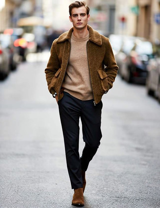 С чем носить табачную куртку мужчине