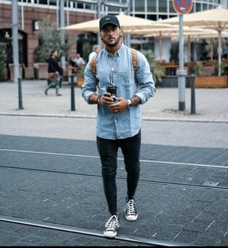 С чем носить табачный кожаный рюкзак мужчине