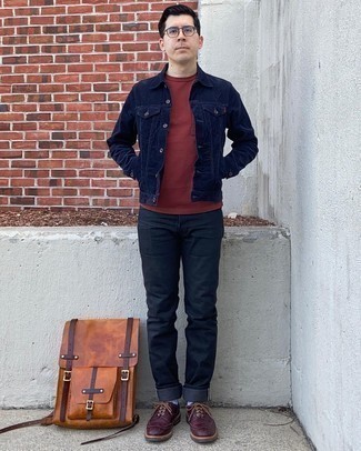 С чем носить табачный кожаный рюкзак мужчине