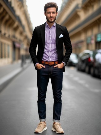 С чем носить табачный кожаный ремень мужчине