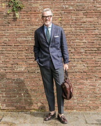 С чем носить табачный кожаный портфель