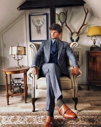 С чем носить табачные кожаные монки с двумя ремешками