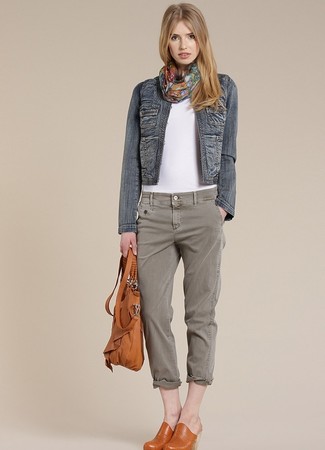 С чем носить табачные кожаные сабо