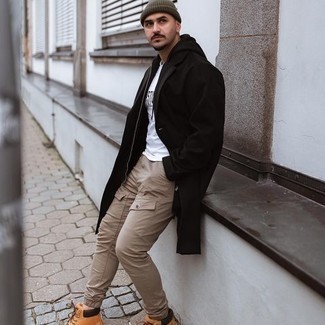 С чем носить табачные кожаные рабочие ботинки мужчине