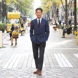 Какие двубортные пиджаки носить с табачными монками