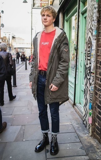 Какие джинсы носить с табачной паркой мужчине