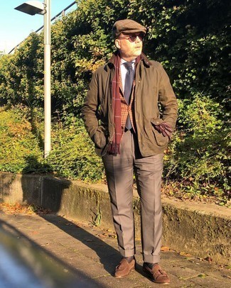 С чем носить табачный шерстяной пиджак в шотландскую клетку мужчине