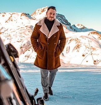 С чем носить табачную дубленку мужчине