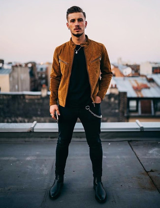 С чем носить табачную замшевую куртку мужчине