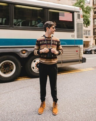 С чем носить табачные замшевые рабочие ботинки мужчине