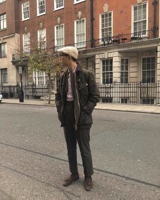 Какие лоферы носить с табачным костюмом