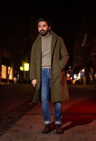 Какие джинсы носить с табачной водолазкой мужчине