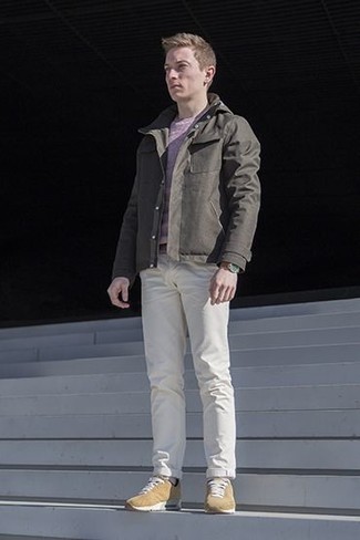 С чем носить табачную ветровку мужчине