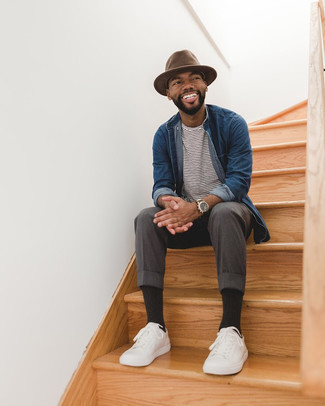 С чем носить табачную шерстяную шляпу мужчине