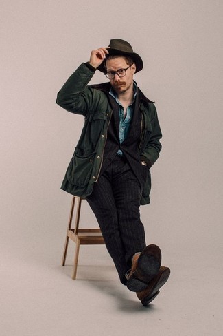 С чем носить табачную шерстяную шляпу мужчине