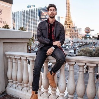 Какие бомберы носить с табачными рабочими ботинками мужчине