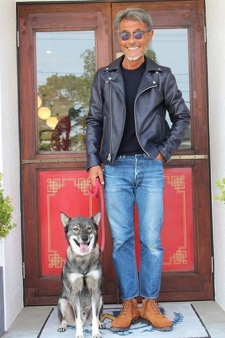 Какие джинсы носить с табачными рабочими ботинками мужчине