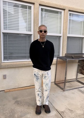 Какие джинсы носить с табачными рабочими ботинками мужчине