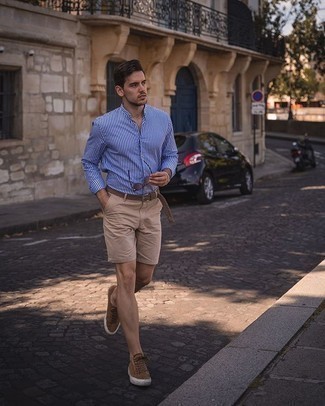 С чем носить табачный плетеный ремень из плотной ткани мужчине