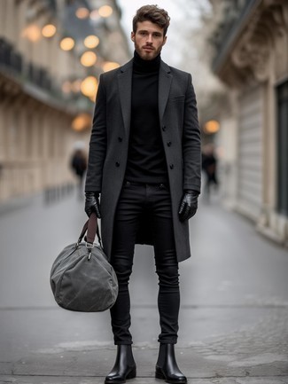 Как носить водолазку с длинным пальто