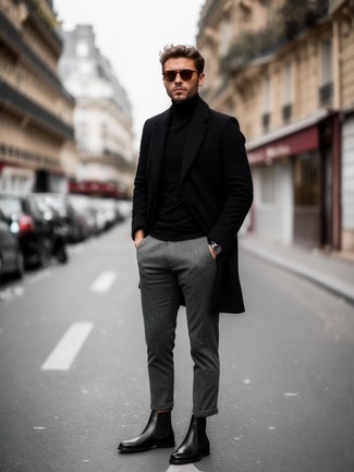 Как носить водолазку с длинным пальто