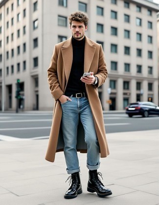 Как носить водолазку с длинным пальто