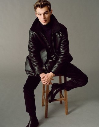 Как носить водолазку с короткой дубленкой мужчине