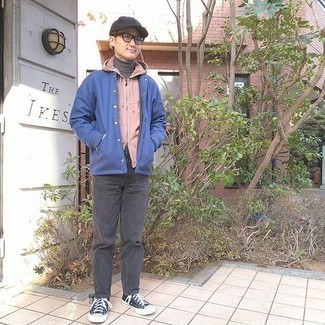 Как носить водолазку с университетской курткой мужчине