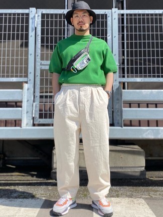 Мужская зеленая футболка с круглым вырезом от Sunnei