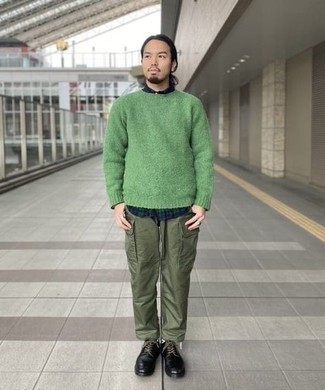 Мужской зеленый свитер с круглым вырезом от Avant Toi