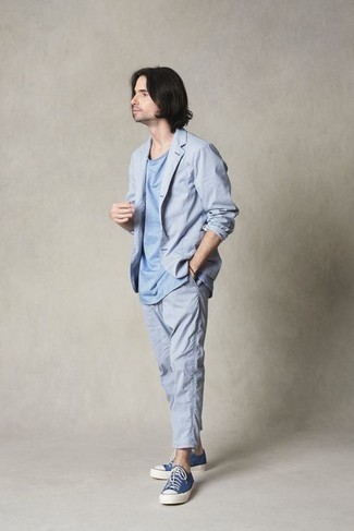 Мужские синие низкие кеды из плотной ткани от Marcelo Burlon County of Milan