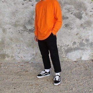 Мужская оранжевая футболка с длинным рукавом от Stone Island