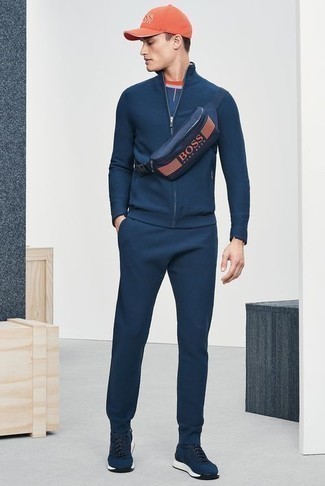 Мужской темно-синий спортивный костюм от Versace Collection