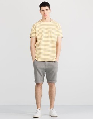 Мужская желтая футболка с круглым вырезом в горизонтальную полоску от Polo Ralph Lauren