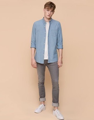 Мужские серые зауженные джинсы от Off-White