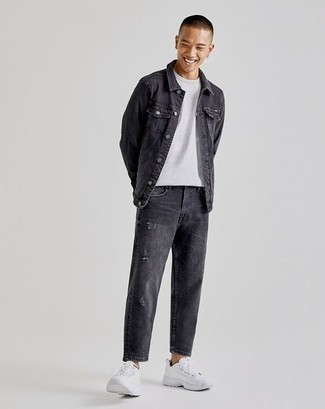 Мужская темно-серая джинсовая куртка от Saint Laurent
