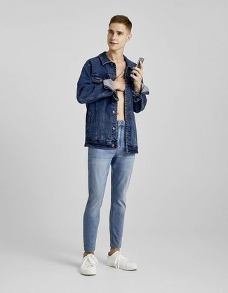 Мужские голубые зауженные джинсы от Dolce & Gabbana