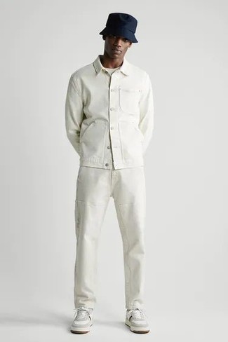 Мужские белые кожаные низкие кеды от Reebok