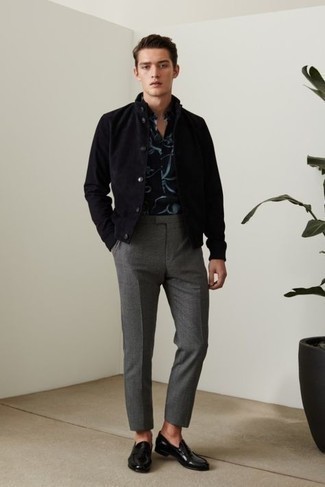 Мужская темно-синяя рубашка с коротким рукавом с принтом от Burton Menswear