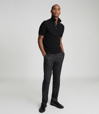 Мужские черные кожаные низкие кеды от Versace Jeans
