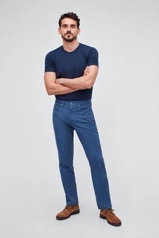 Мужская темно-синяя футболка с круглым вырезом от Burberry