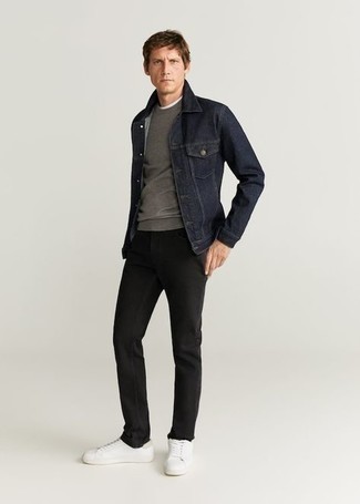 Мужская темно-синяя джинсовая куртка от Philipp Plein