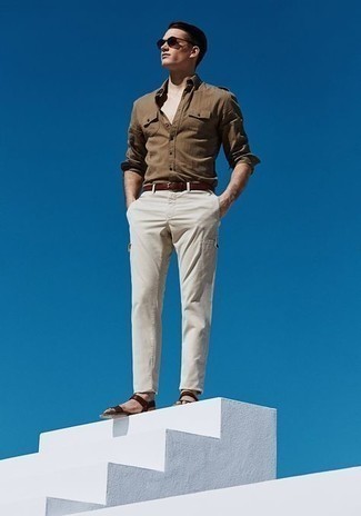 Мужская коричневая рубашка с длинным рукавом от Comme Des Garcons Homme Plus