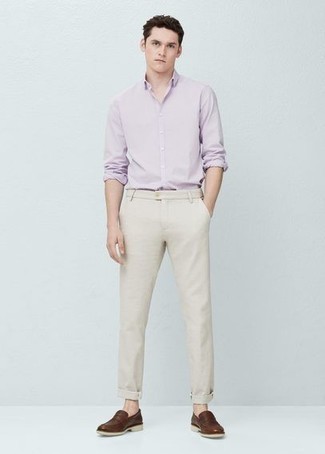Мужская светло-фиолетовая рубашка с длинным рукавом от Ralph Lauren