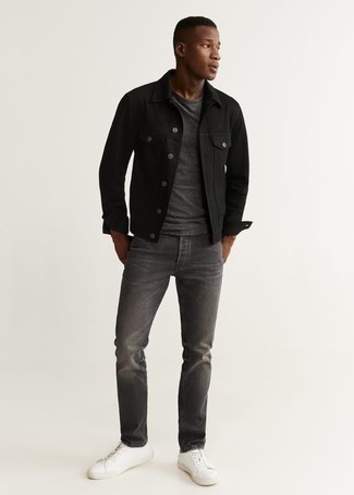 Мужская черная джинсовая куртка от Lee