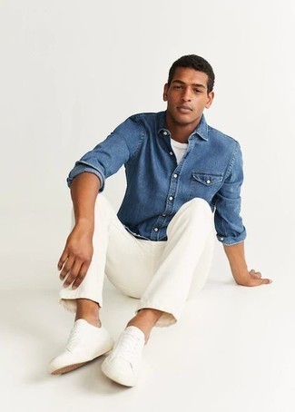 Мужская синяя джинсовая рубашка от Scotch&amp;Soda